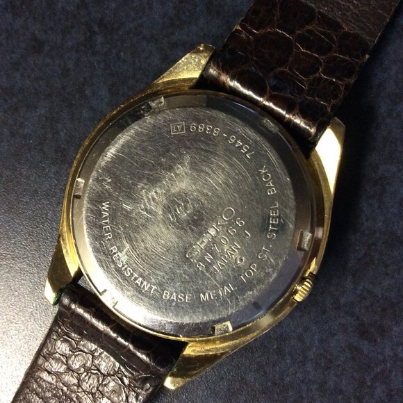 Men's Watch Seiko SQ Calendar Day Date Gold Vintage Made in Japan - Picture 3 of 4